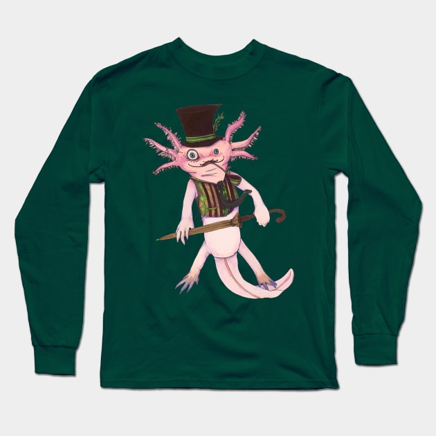 Zeus, Gentleman Axolotl Long Sleeve T-Shirt by FishWithATopHat